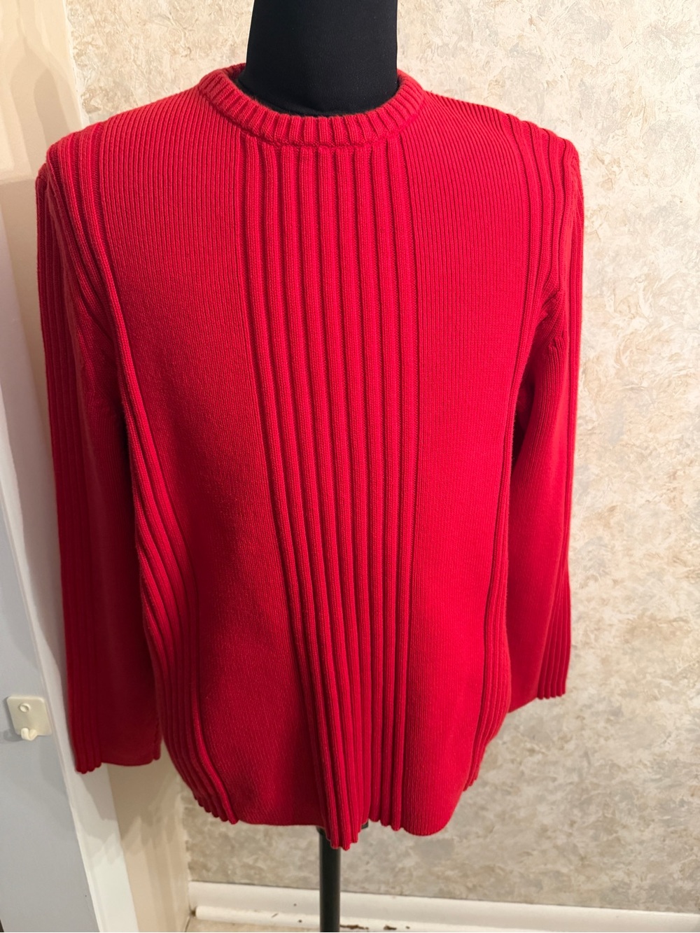 Express Red Ribbed Crewneck Sweater - Women